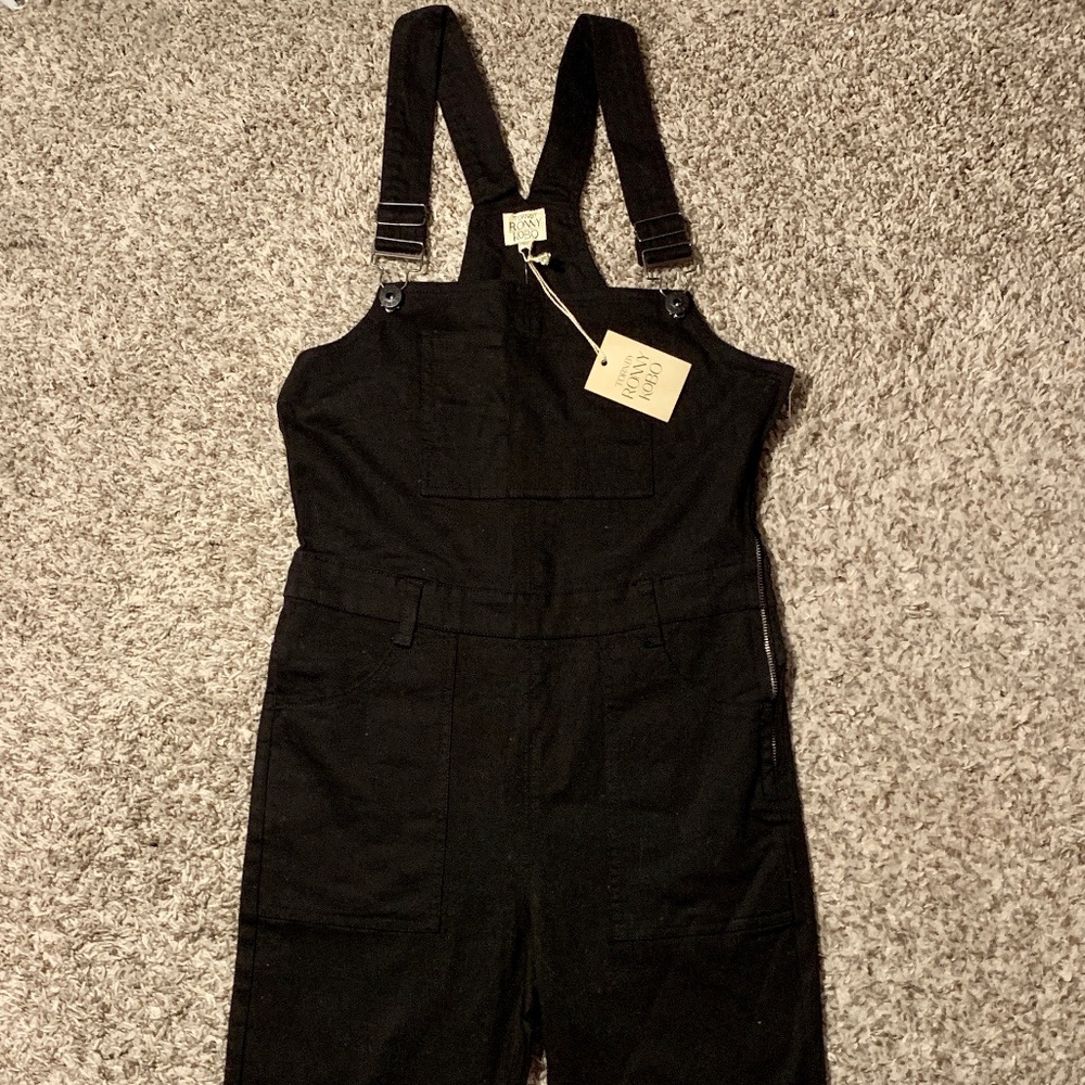 Torn by Ronnie Kobo Black Overalls MSRP $325 NWT